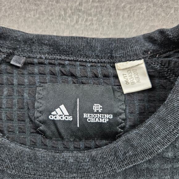 Adidas Reigning Champ Sweatshirt Crew Neck Pullover Waffle Knit Black Womens M - Picture 3 of 8